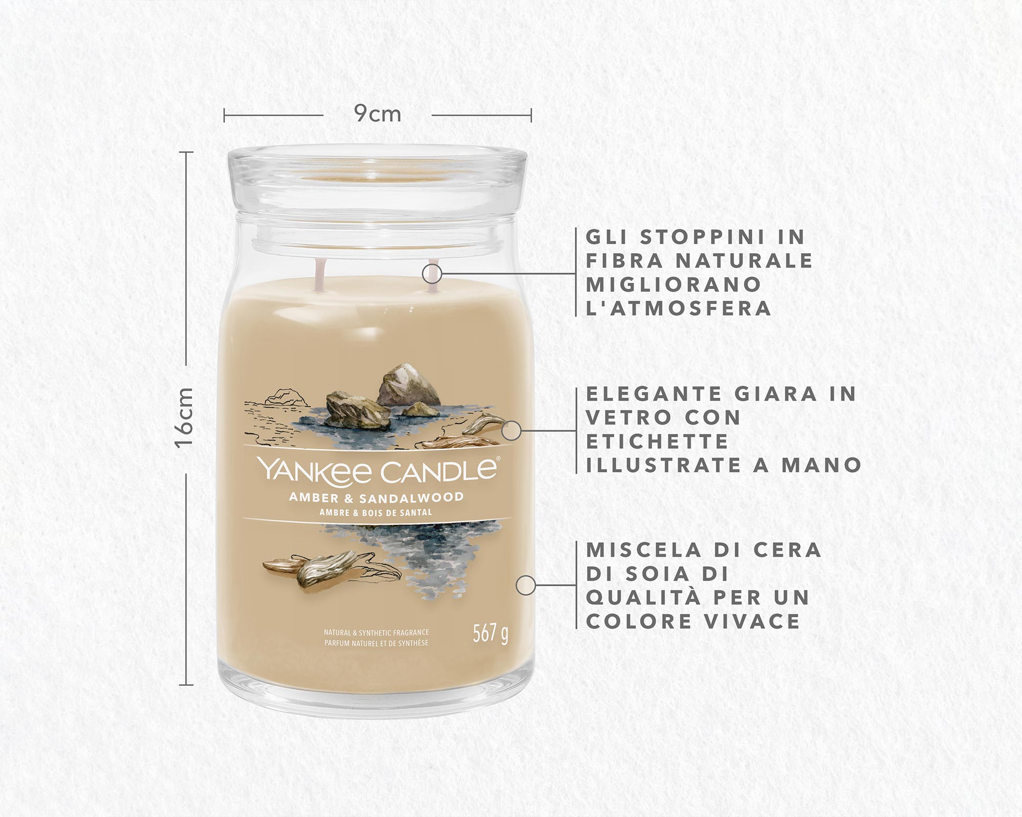 Giara Candela Grande Signature Amber & Sandalwood - Yankee Candle - immagine 4