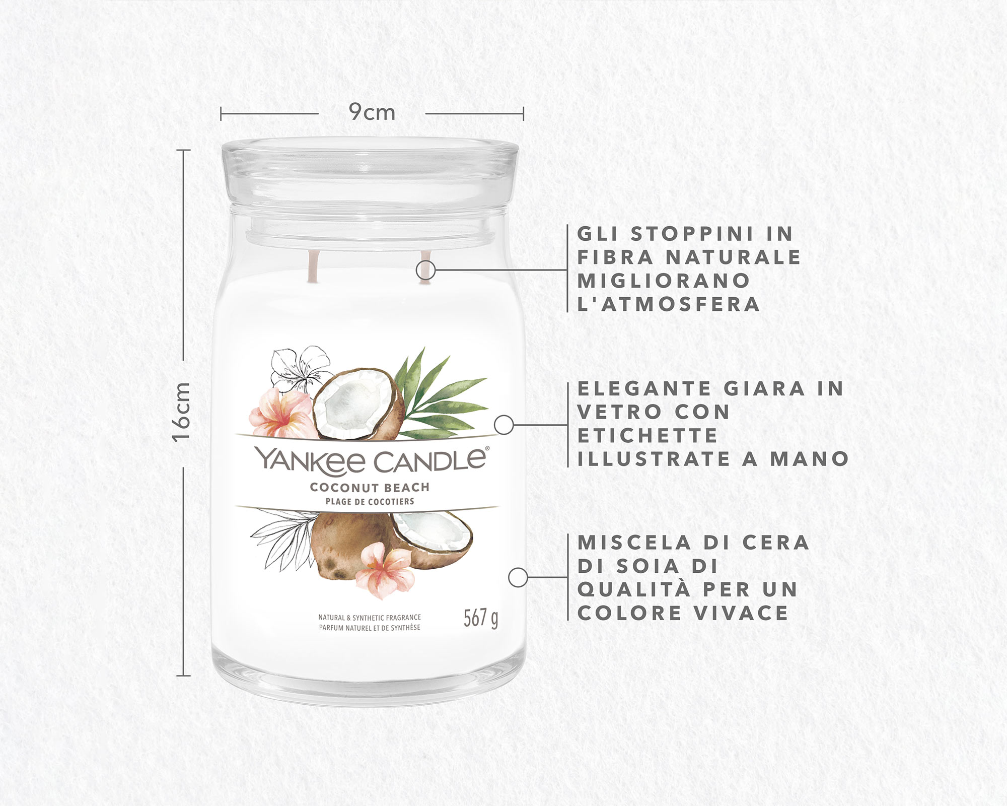 Giara Candela Grande Signature Coconut Beach - Yankee Candle - immagine 4
