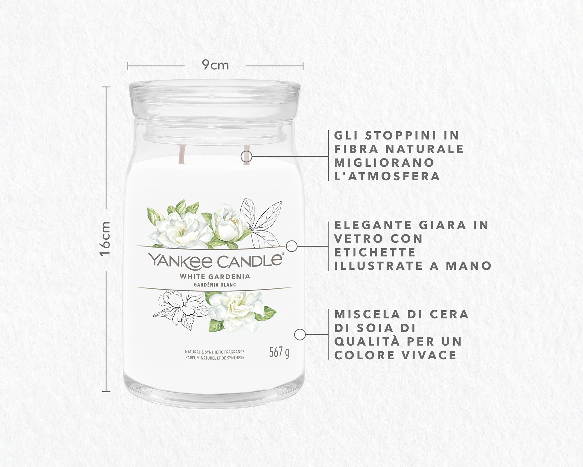 Giara Candela Grande White Gardenia - Yankee Candle - immagine 4