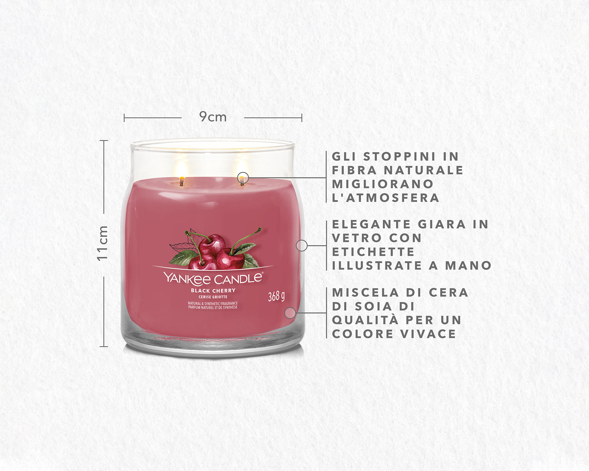 Giara Candela Media Signature Black Cherry - Yankee Candle - immagine 4
