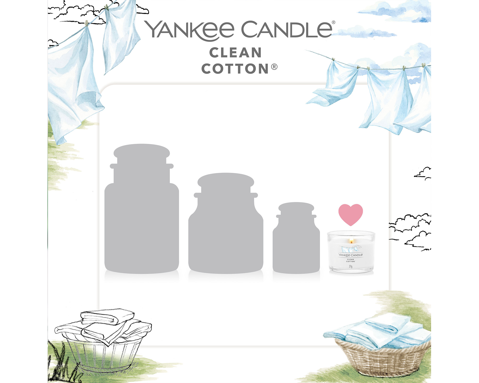 Set 3 Candela Voltiva Singola Clean Cotton - Yankee Candle - FloralGarden