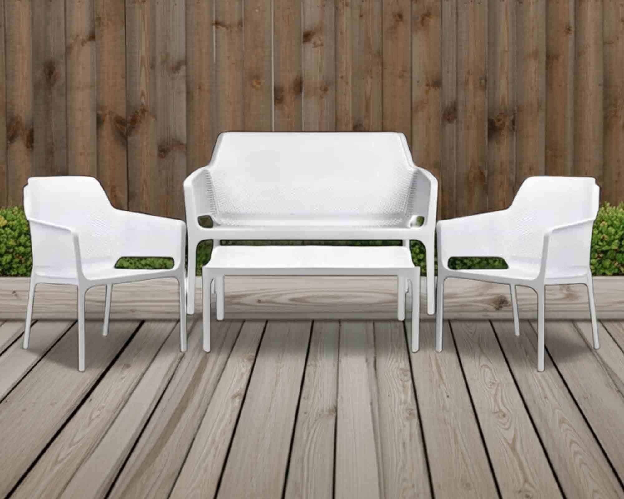 Set 4 Pz Salotto Net Bianco in Polipropilene - Nardi