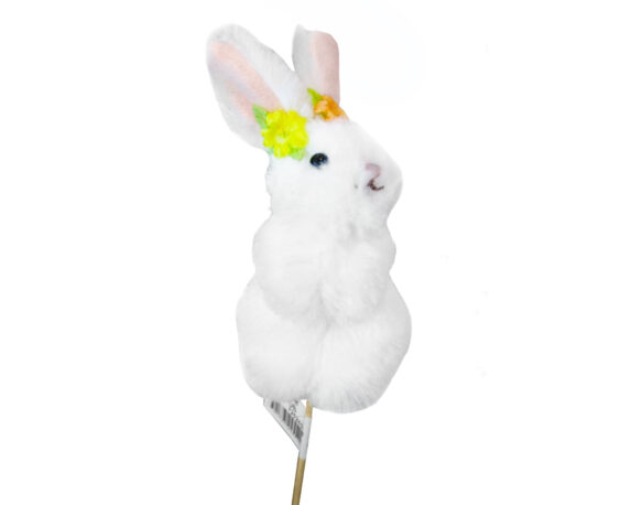Decorazione Coniglio Pick con fiore bianco