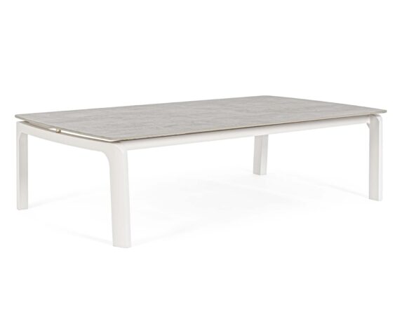 Tavolino Jalisco 120×70 Bianco WG20 In Alluminio E Ceramica – Bizzotto
