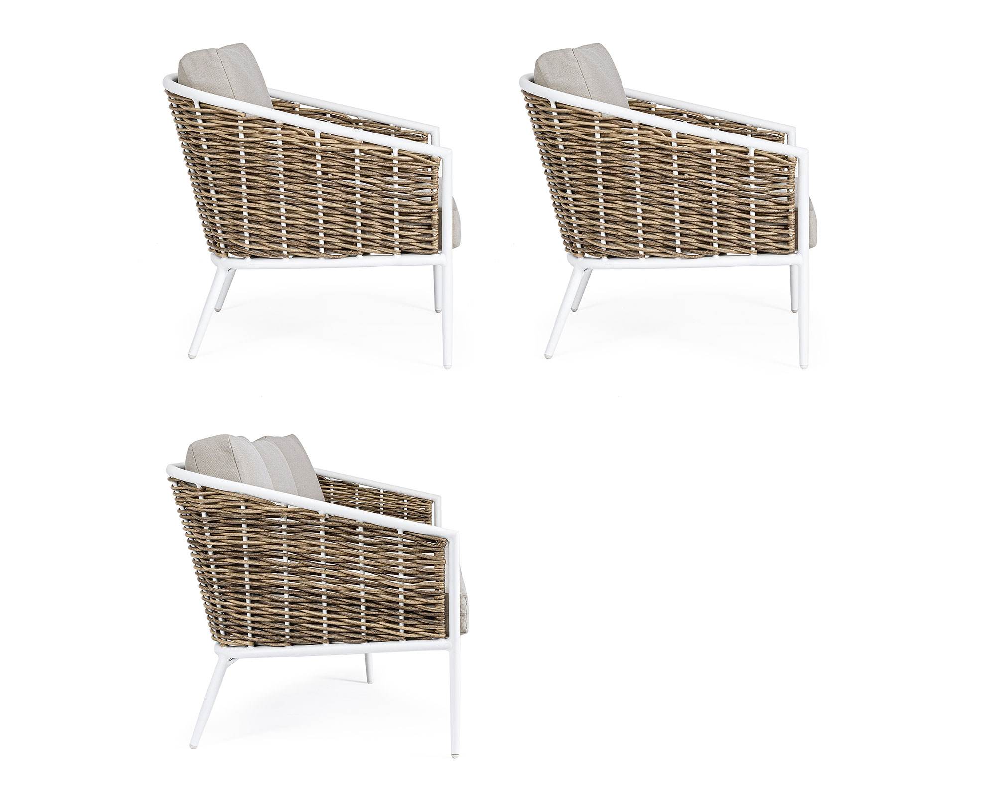 Set 3 Pz Salotto con Cuscini Maribela Bianco in Alluminio e Poliestere - Bizzotto - immagine 6