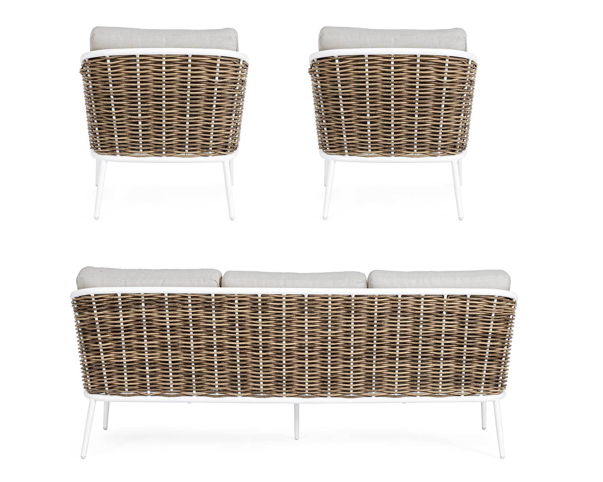 Set 3 Pz Salotto con Cuscini Maribela Bianco in Alluminio e Poliestere - Bizzotto - immagine 7