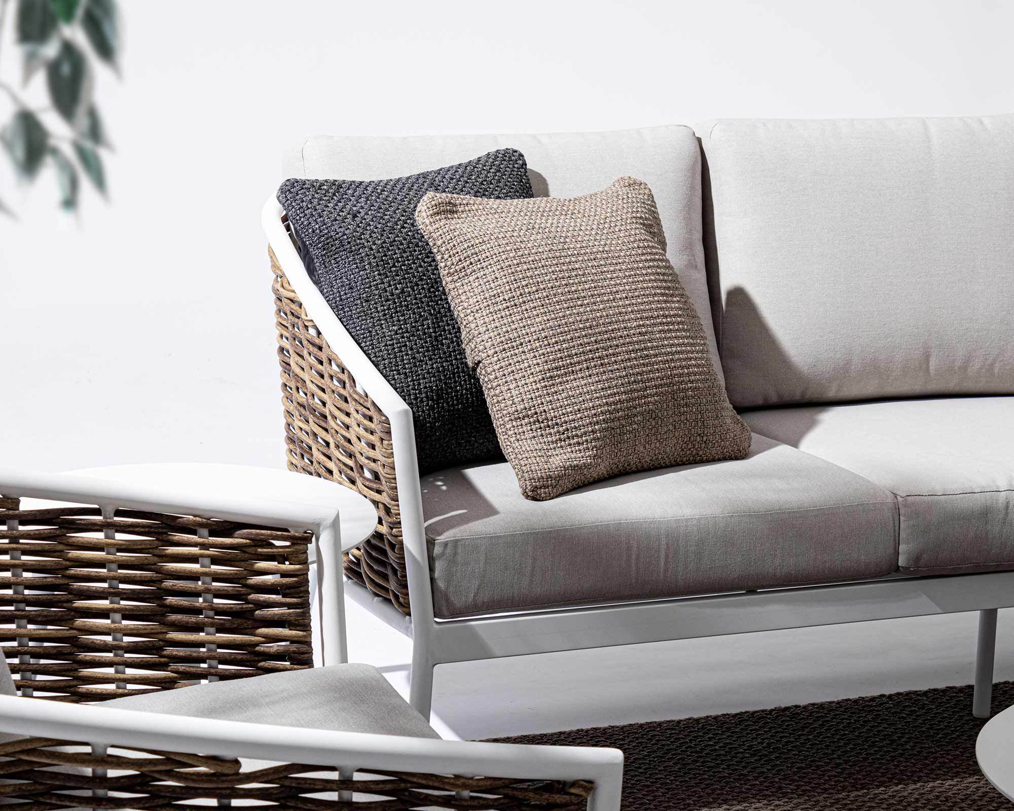 Set 3 Pz Salotto con Cuscini Maribela Bianco in Alluminio e Poliestere - Bizzotto - immagine 11