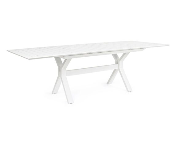 Tavolo Allungabile Kenyon 180-240×100 Bianco In Alluminio – Bizzotto