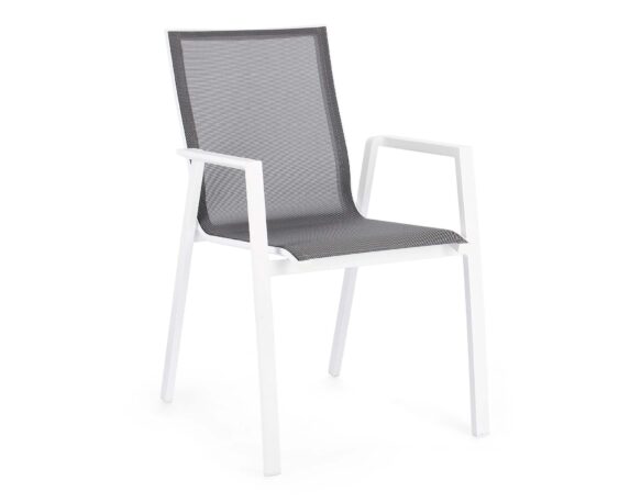 Sedia Con Braccioli Krion Bianco JX11 In Alluminio E Textilene – Bizzotto