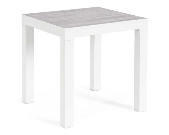 Tavolino Kledi 50×50 Bianco JX11 In Alluminio E Ceramica – Bizzotto
