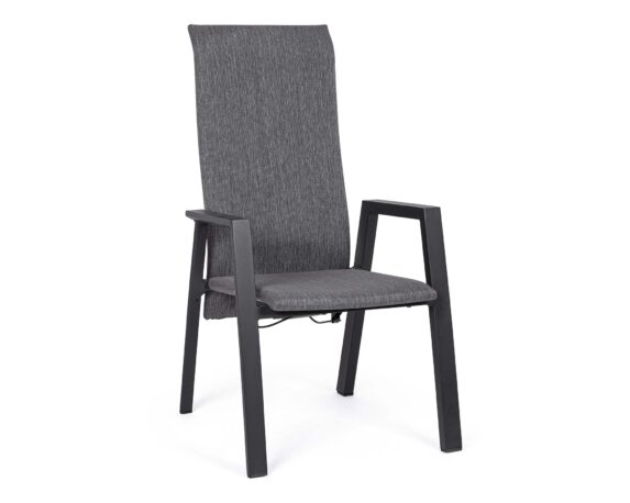 Sedia Con Braccioli Reclinabile Ethan Antracite JX55 In Alluminio E Tessuto – Bizzotto