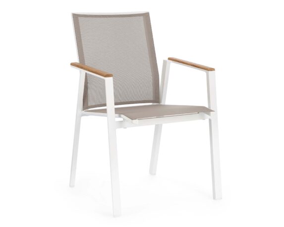 Sedia Con Braccioli Cameron Bianco GK50 In Alluminio E Textilene – Bizzotto