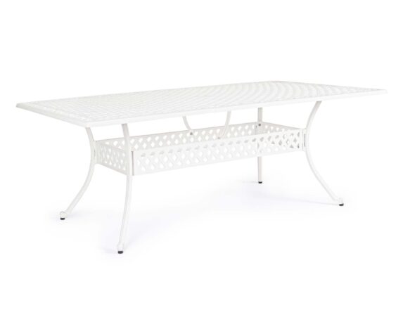 Tavolo Ivrea Rettangolare 213×107 Bianco In Alluminio – Bizzotto