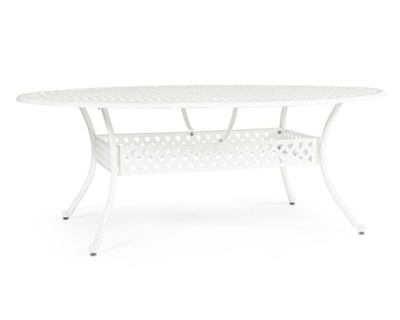 Tavolo Ivrea Ovale 200×150 Bianco In Alluminio – Bizzotto
