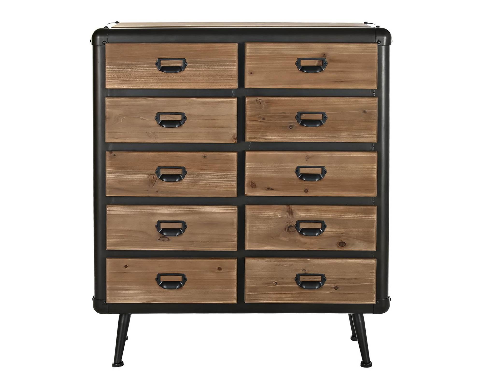 Cassettiera 10 Cassetti in Metallo e Legno Naturale - Item - immagine 2