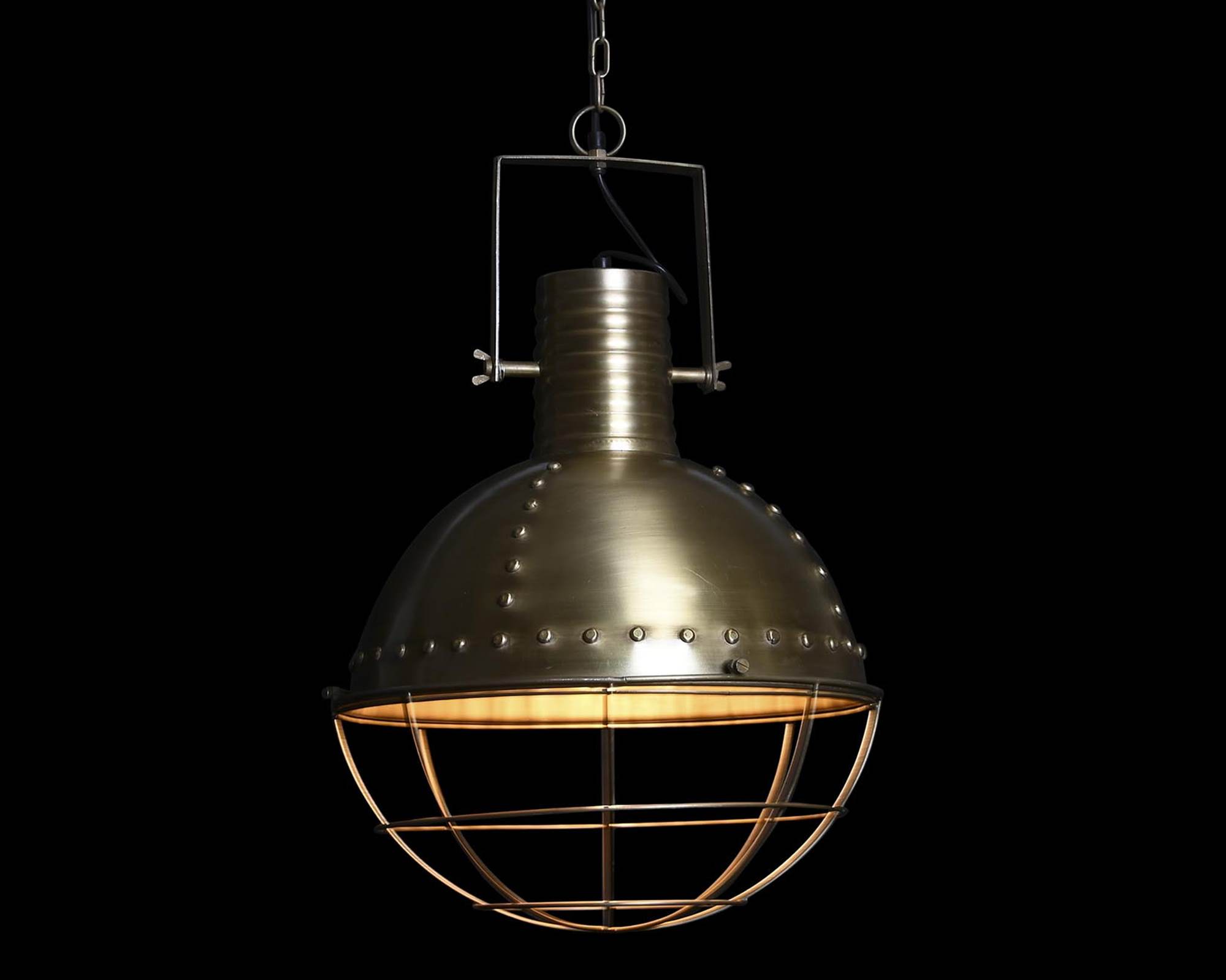 Lampada da Soffitto Dorato Consumato in Ferro - Item - immagine 2