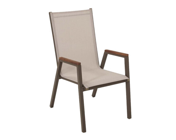 Poltrona Bayron in alluminio/textilene taupe/grigio