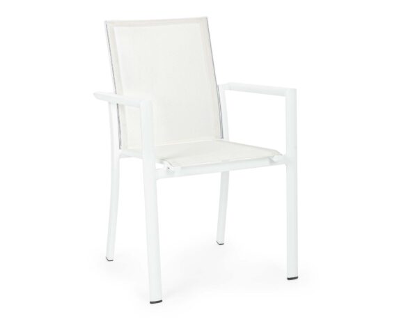 Sedia Con Braccioli Konnor Bianco CX21 In Alluminio E Textilene – Bizzotto