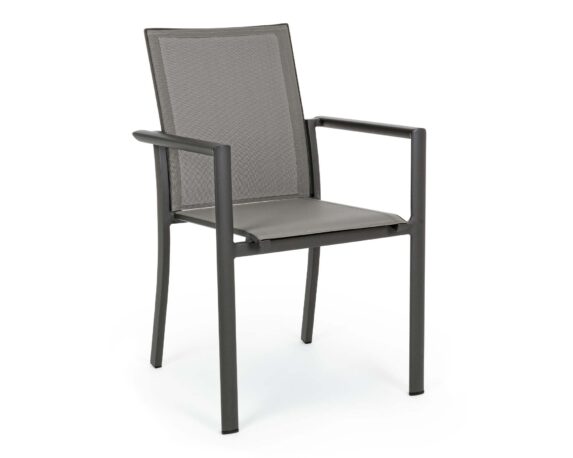 Sedia Con Braccioli Konnor Antracite CX23 In Alluminio E Textilene – Bizzotto