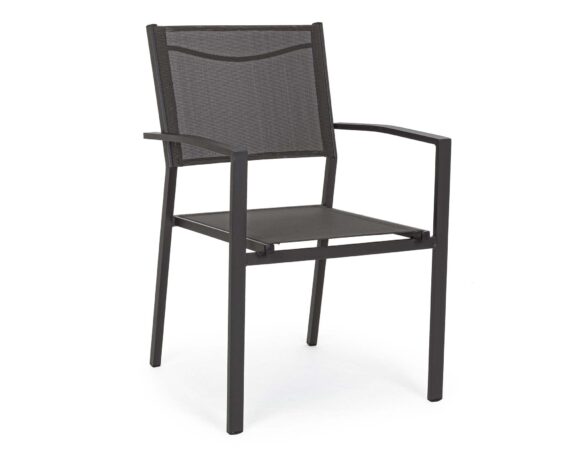 Sedia Con Braccioli Hilde Antracite In Alluminio E Textilene – Bizzotto