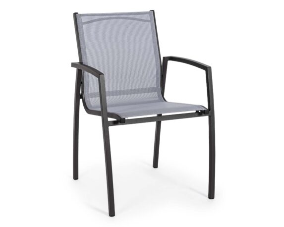 Sedia Con Braccioli Hilla Antracite In Alluminio E Textilene – Bizzotto