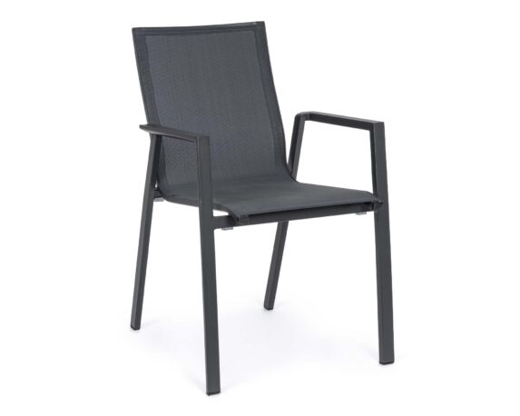 Sedia Con Braccioli Krion Antracite JX55 In Alluminio E Textilene – Bizzotto