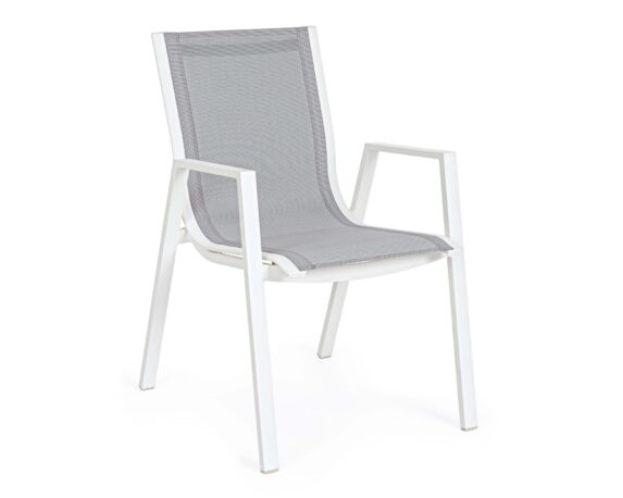 Sedia Con Braccioli Konnor BIanco In Alluminio E Textilene – Bizzotto