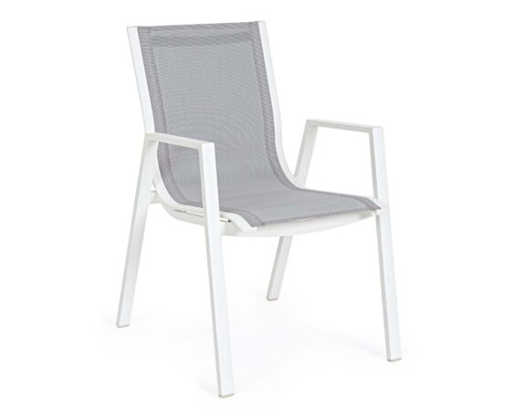 Sedia Con Braccioli Pelagius Bianco In Alluminio E Textilene – Bizzotto