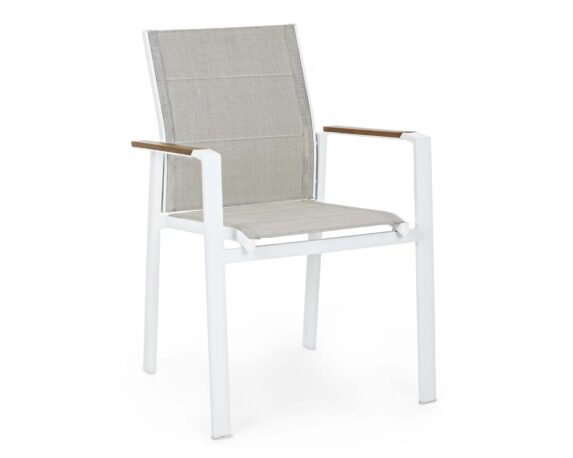 Sedia Con Braccioli Kubik Bianco SJ60 In Alluminio E Textilene – Bizzotto