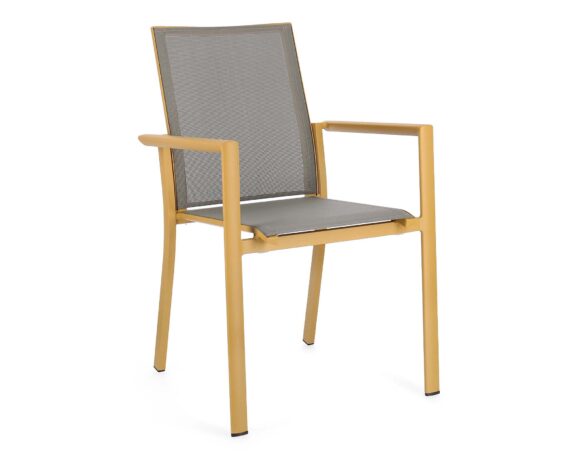 Sedia Con Braccioli Konnor Senape In Alluminio E Textilene – Bizzotto