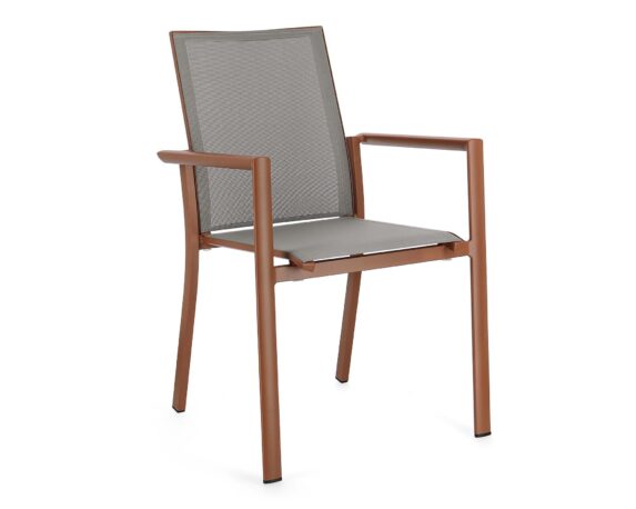 Sedia Con Braccioli Konnor Terracotta In Alluminio E Textilene – Bizzotto