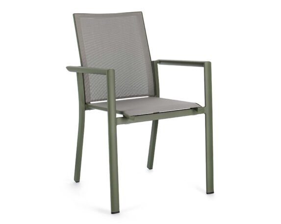 Sedia Con Braccioli Konnor Verde In Alluminio E Textilene – Bizzotto