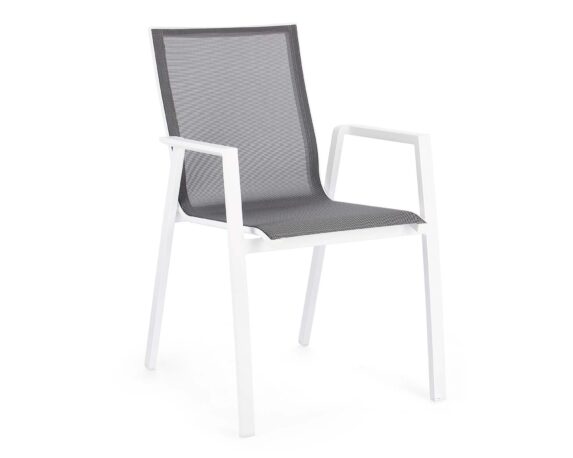 Sedia Con Braccioli Krion Bianco JX11 In Alluminio E Textilene – Bizzotto