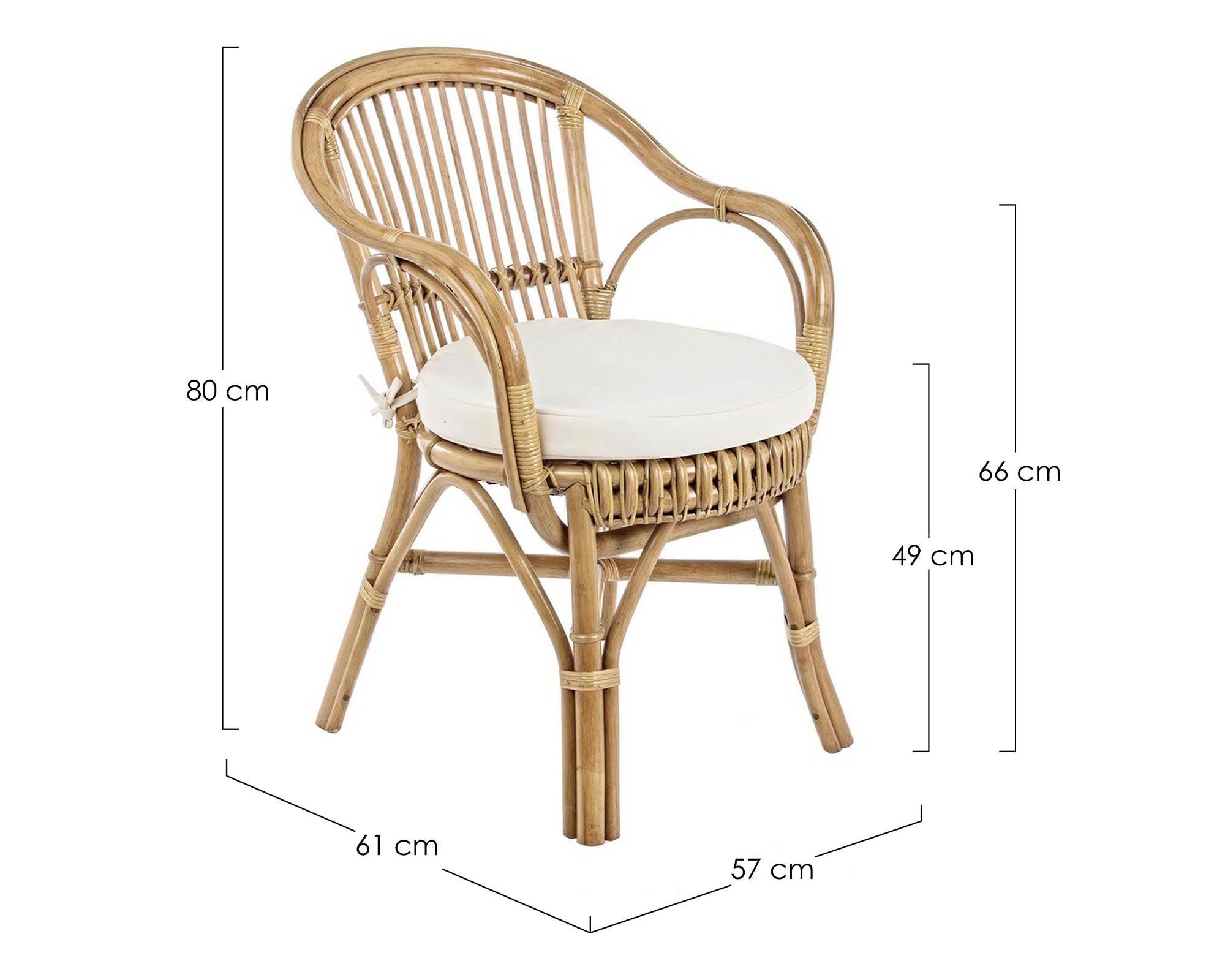 Poltrona con Cuscino Barina New 57x61x80cm in Rattan e Poliestere - Bizzotto - immagine 6