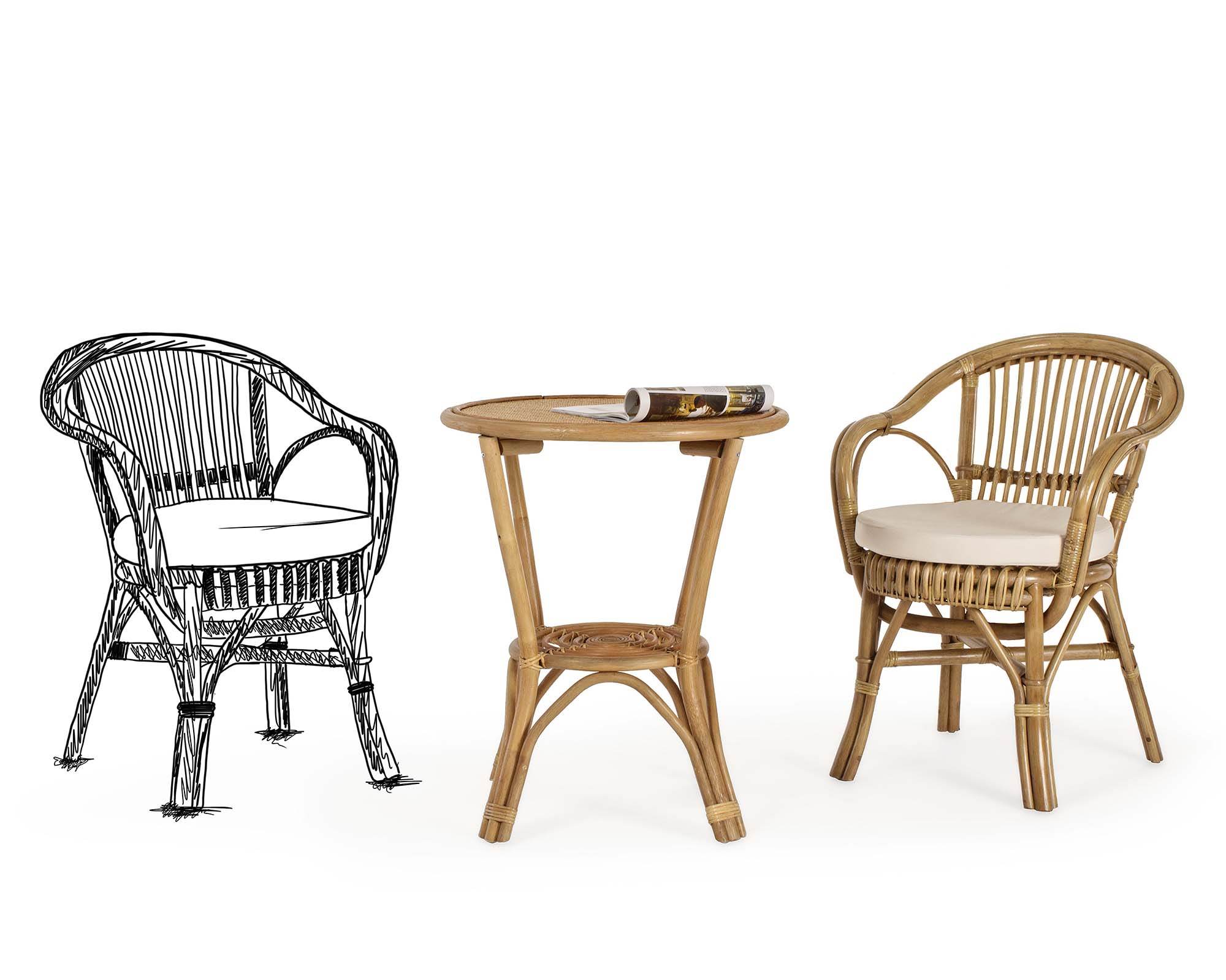 Poltrona con Cuscino Barina New 57x61x80cm in Rattan e Poliestere - Bizzotto - immagine 7