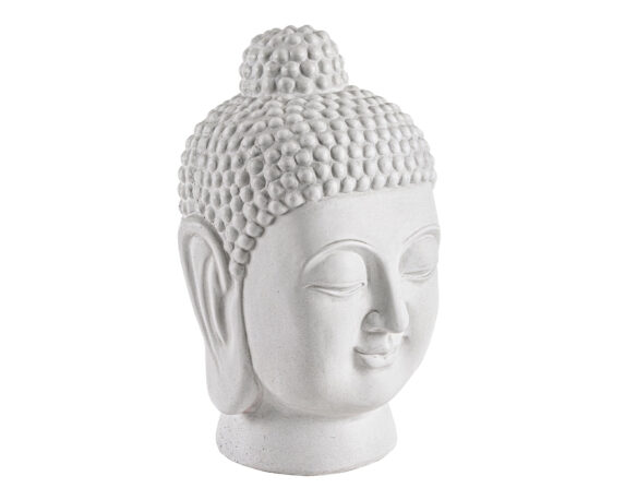 Statua Pattaya Testa Buddha Bianco In Fibra Di Vetro E Argilla – Bizzotto