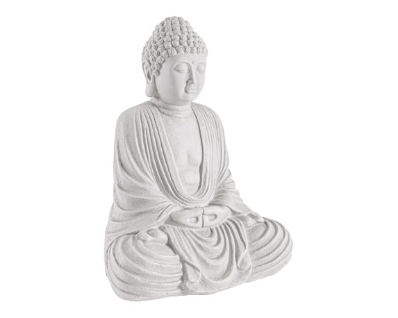 Statua Pattaya Buddha Seduto Bianco In Fibra Di Vetro E Argilla – Bizzotto