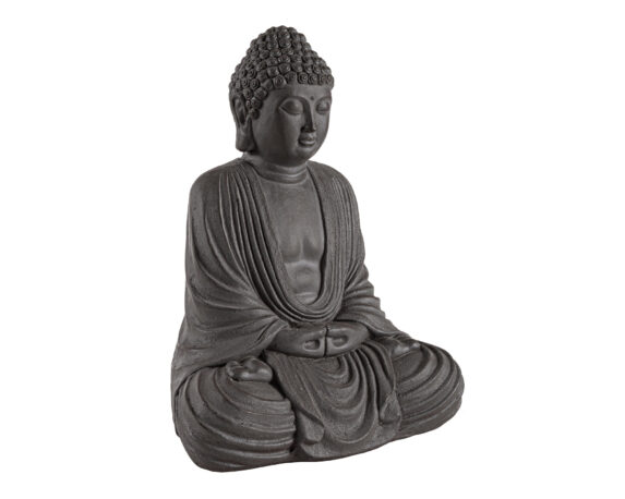 Statua Pattaya Buddha Seduto Antracite In Fibra Di Vetro E Argilla – Bizzotto