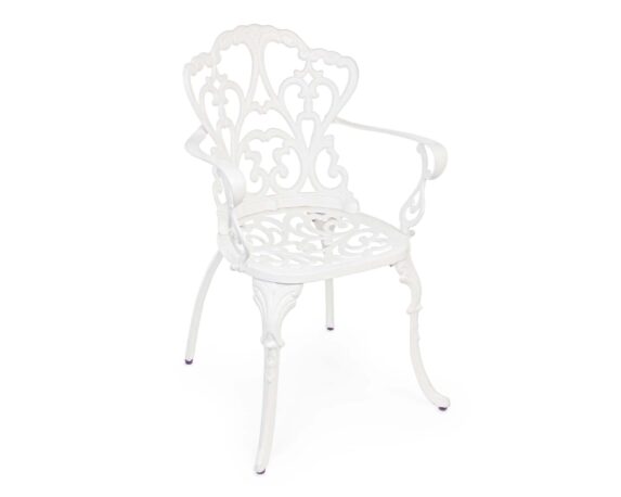 Sedia Con Braccioli Victoria Bianco In Alluminio – Bizzotto