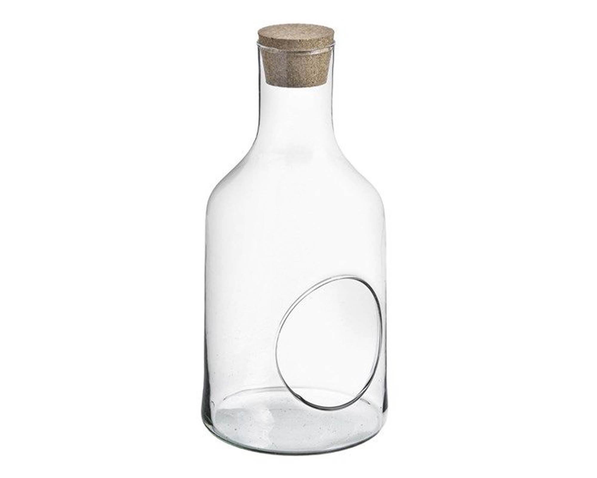 Bottiglia in Vetro con Buco e Tappo di Suchero H35 D15