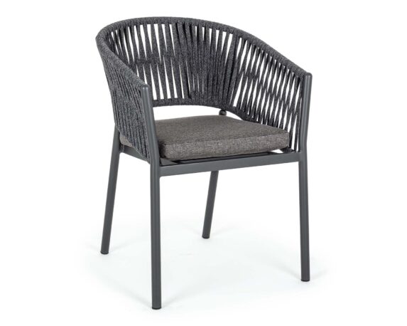 Sedia Con Braccioli Con Cuscino Florencia Antracite In Alluminio E Poliestere – Bizzotto