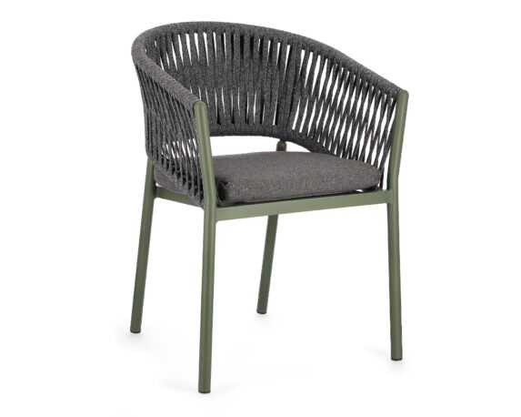 Sedia Con Braccioli Con Cuscino Florencia Verde In Alluminio E Poliestere – Bizzotto