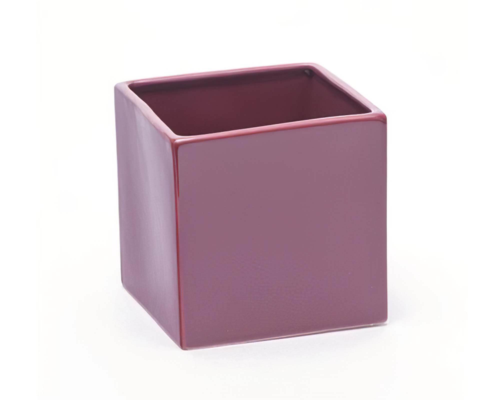 Cachepot Quadrato Prugna Decorativo 13x13x13h in Ceramica