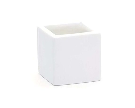Cachepot Quadrato Bianco Decorativo 6x6x6h In Ceramica