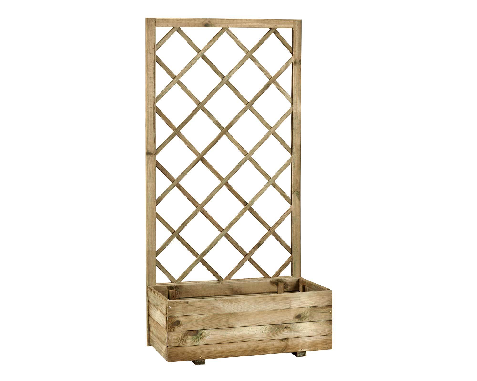 Fioriera con Pannello Grigliato Malika 80x43x179cm in Legno