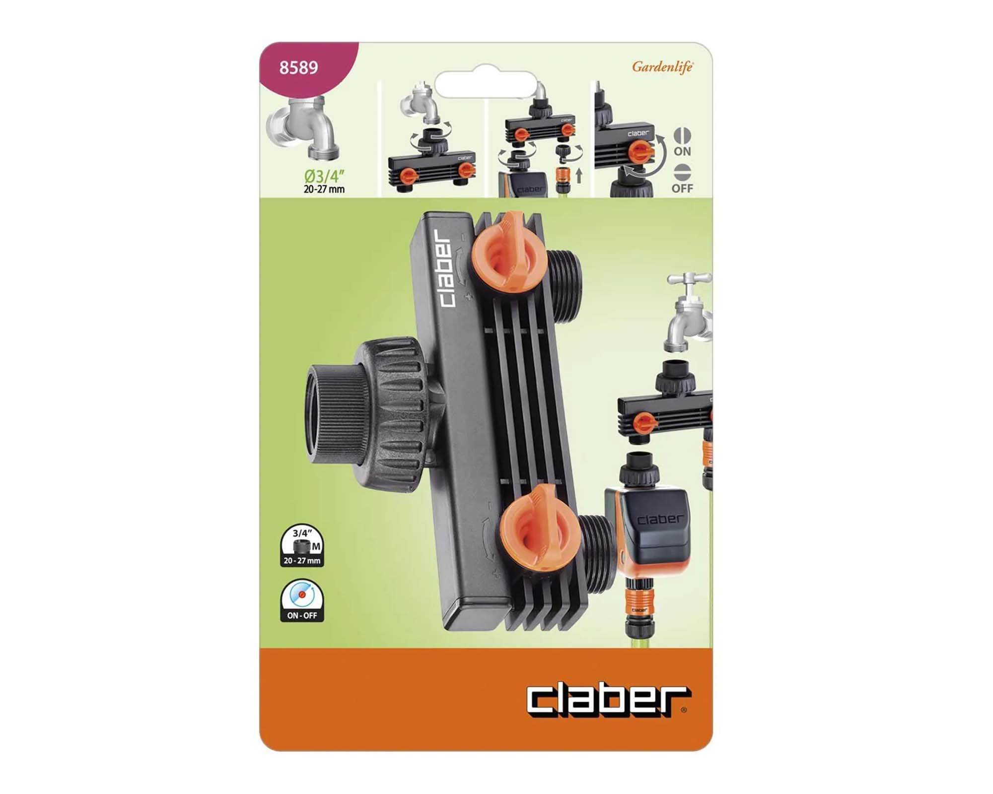 Rubinetto Presa a Due Vie 3/4 Maschio - Claber - immagine 2