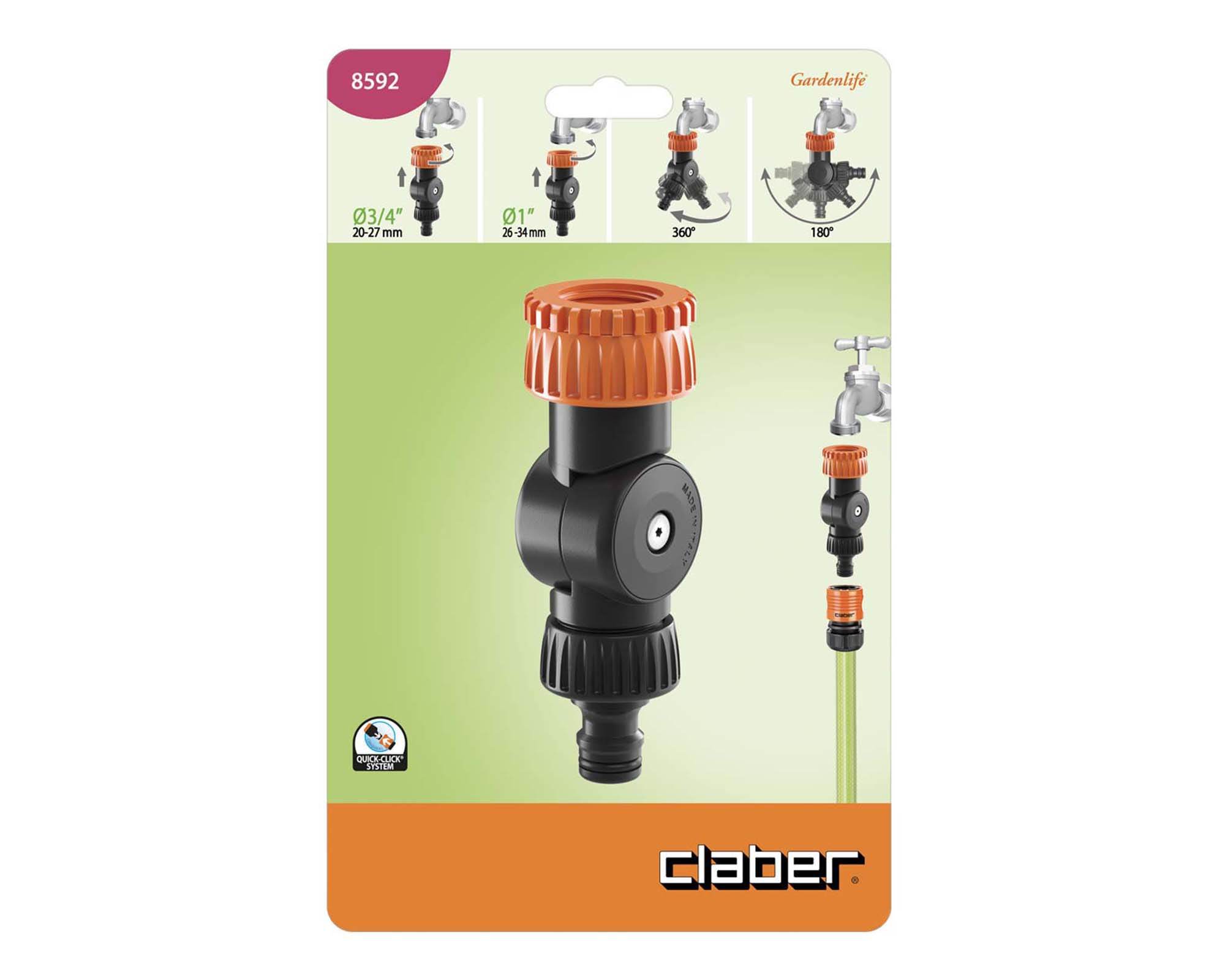 Raccordo Snodo a Rubinetto Quick Click per Tubo da 3/4'' Maschio - Claber - immagine 3