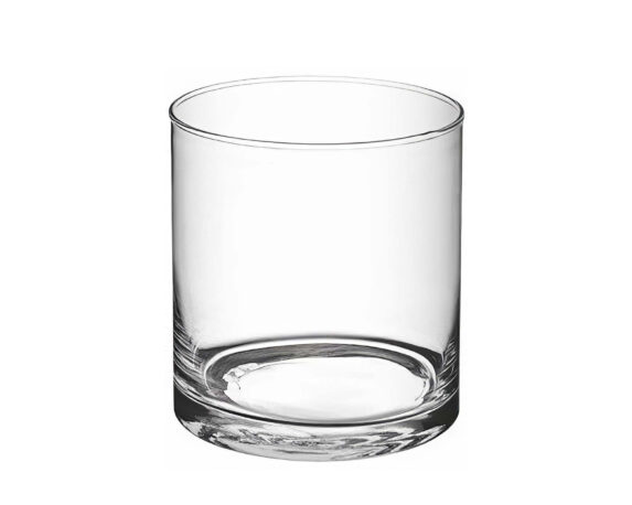 Vaso Cilindrico in Vetro realizzato a Taglio Caldo Elegante e Versatile D15 15H