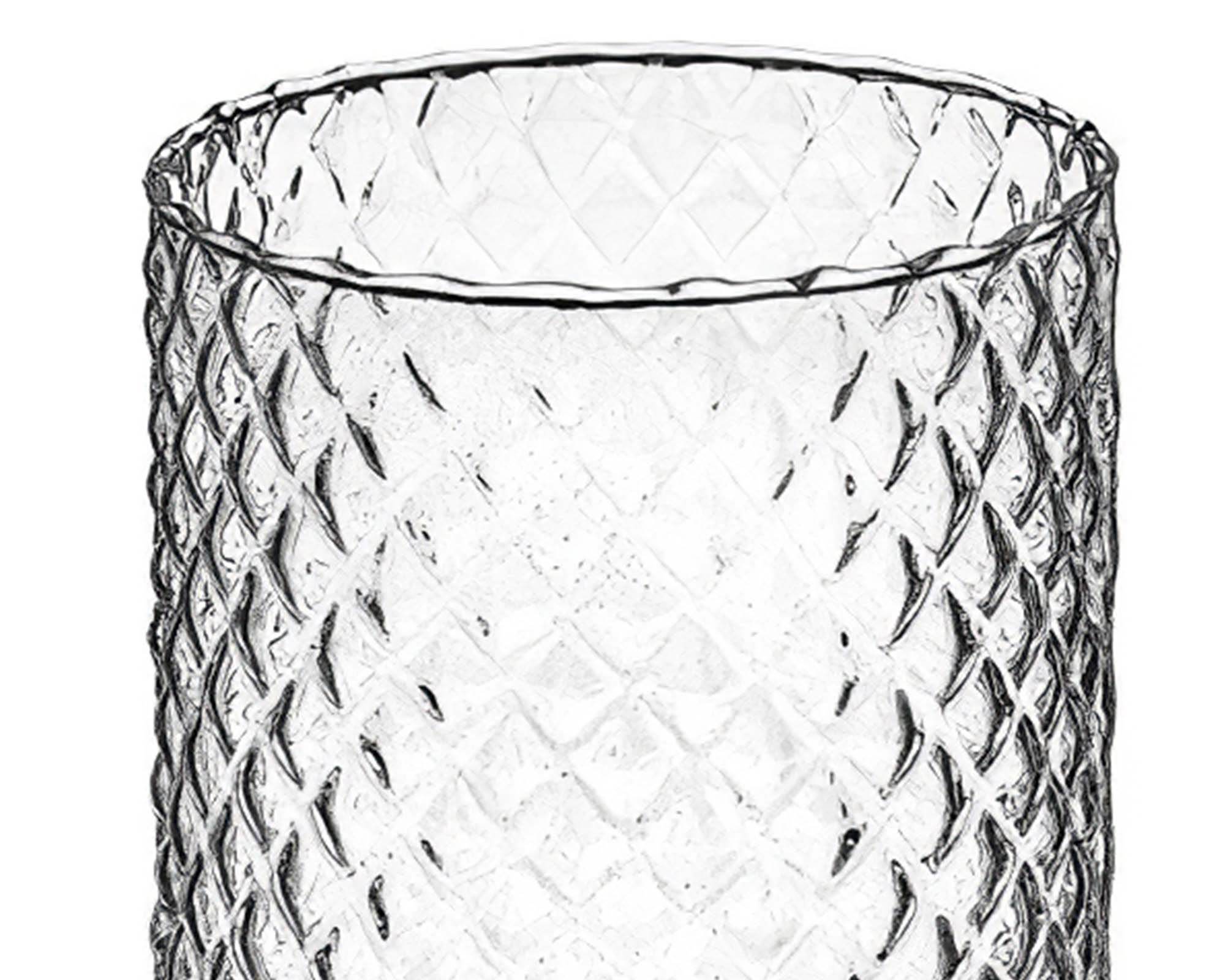 Vaso Cilindrico Intaglio Diamante in Vetro Elegante e Versatile D10 H25 - immagine 2