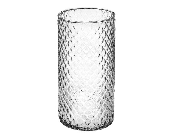 Vaso Cilindrico Intaglio Diamante In Vetro Elegante E Versatile D10 H25